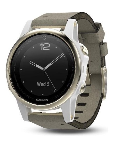 Garmin fenix 5S Sapphire - Champagne золотисті із замшевим ремінцем