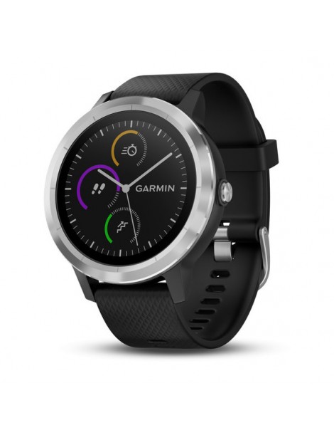 Garmin vivoactive 3 срібний, із чорним силіконовим ремінцем