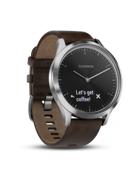 Garmin VIVOMOVE HR Premium срібний з темно-коричневим шкіряним ремінцем