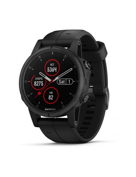 Garmin FENIX 5S PLUS SAPPHIRE чорні з чорним ремінцем