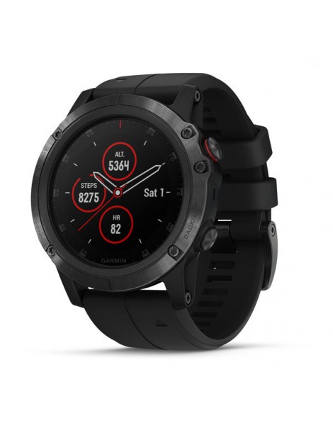 Garmin FENIX 5X PLUS SAPPHIRE чорні з чорним ремінцем