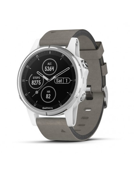 Garmin FENIX 5S PLUS SAPPHIRE White із сірим замшевим ремінцем