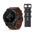 Garmin FENIX 5X PLUS SAPPHIRE сірий з коричневим шкіряним ремінцем