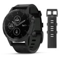 Garmin FENIX 5 PLUS Сапфірове скло, чорні з чорним шкіряним ремінцем