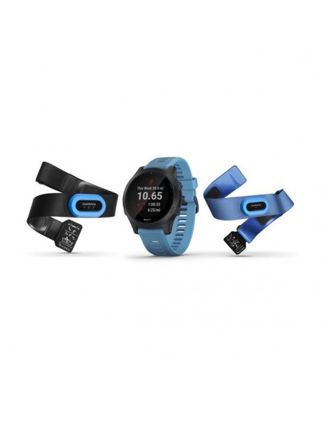 Garmin Forerunner 945 HRM Tri Bundle, черные с голубым ремешком