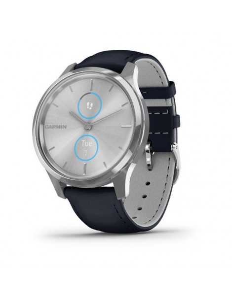 Garmin vivomove Luxe, Silver-Blue, Leather