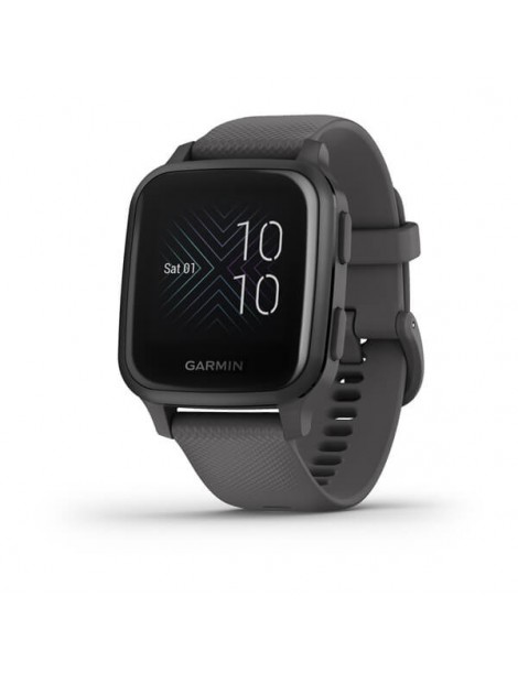 Garmin Venu Sq - Slate Aluminum Bezel with Shadow Gray Case and Silicone Band