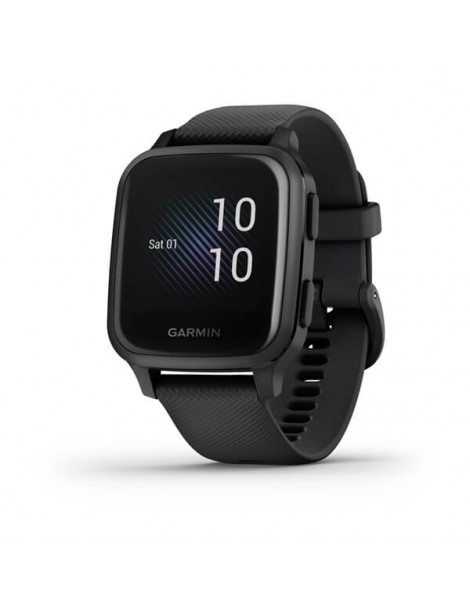 Garmin Venu Sq Music - Slate Aluminum Bezel with Black Case and Silicone Band