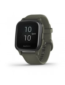 Garmin Venu Sq Music - Slate Aluminum Bezel with Moss Case and Silicone Band