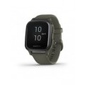 Garmin Venu Sq Music - Slate Aluminum Bezel with Moss Case and Silicone Band