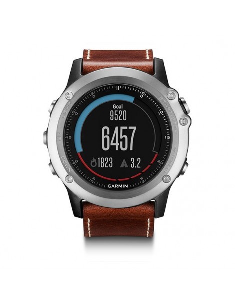 Портативний навігатор Garmin fenix® 3, Sapphire, Silver with Leather Band