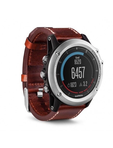 Портативний навігатор Garmin fenix® 3,Sapphire, Silver with Leather Band, Performer Bundle