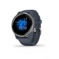 Venu 2 Silver Bezel with Granite Blue Case and Silicone Band