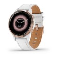 Venu 2S Rose Gold with White Leather Band