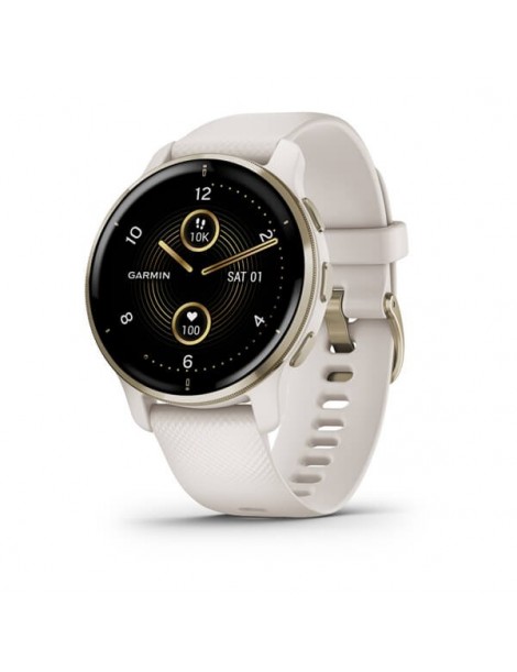 Garmin Venu 2 Plus Cream Gold Stainless Steel Bezel, Ivory Case and Silicone Band