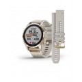 Garmin fenix 7S Sapphire Solar Cream Gold Titanium w/Cream Tethered Nylon (includes light sand silicone band)