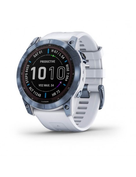 Garmin fenix 7X Sapphire Solar Mineral Blue DLC Titanium with Whitestone Band