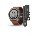 Garmin fenix 7X Sapphire Solar Titanium with Chestnut Leather Band (includes graphite silicone band)