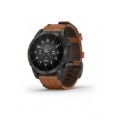 Garmin Epix 2 Sapphire - Black/Carbon Gray DLC Titanium with Chestnut leather band plus black silicone band