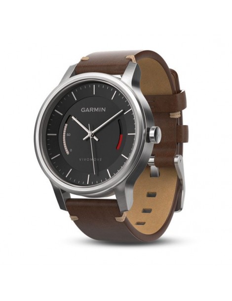 Garmin vivomove Premium, зі сталевим корпусом та коричневим шкіряним ремінцем