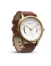 Garmin vivomove Premium, золотисті зі сталевим корпусом та коричневим шкіряним ремінцем