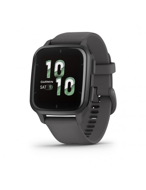 Garmin Venu Sq 2 Slate Aluminum Bezel with Shadow Gray Case and Silicone Band