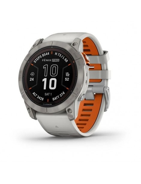 Garmin fenix 7X Pro Sapphire Solar - Titanium with Fog Gray/Ember Orange Band