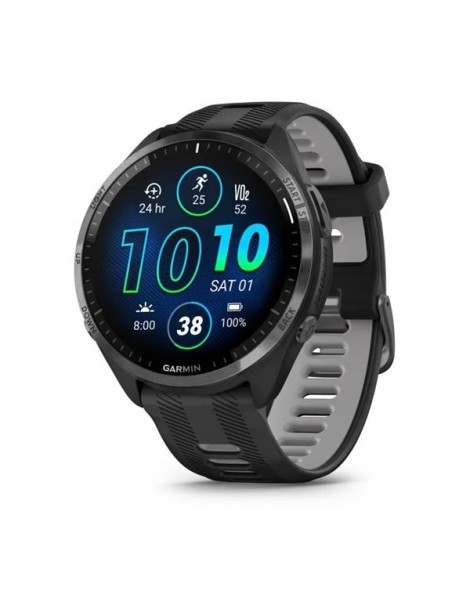 Garmin Forerunner 965 - Carbon Gray DLC Titanium Bezel with Black Case and Black/Powder Gray Silicone Band