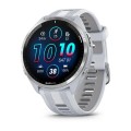 Garmin Forerunner 965 - Titanium Bezel with Whitestone Case and Whitestone/Powder Gray Silicone Band