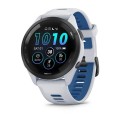 Garmin Forerunner 265 - Black Bezel with Whitestone Case and Whitestone/Tidal Blue Silicone Band