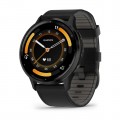 Garmin Venu 3 - Slate Stainless Steel Bezel with Black Case and Black Leather Band