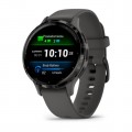 Garmin Venu 3S - Slate Stainless Steel Bezel with Pebble Gray Case and Silicone Band