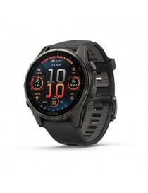 Garmin fenix 8 AMOLED (43 мм) - Sapphire, Карбоново-Сірий DLC Титан, Чорний/Гальковий сірий ремінець - Смарт-годинник