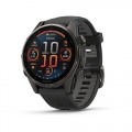 Garmin fenix 8 AMOLED (43 мм) - Sapphire, Карбоново-Сірий DLC Титан, Чорний/Гальковий сірий ремінець - Смарт-годинник