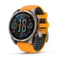 Garmin fenix 8 AMOLED (47 мм) - Sapphire, Titanium, Spark Orange/Графітовий Ремінець - Смарт-годинник