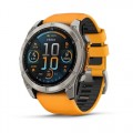 Garmin fenix 8 AMOLED (51 мм) - Sapphire, Titanium, Spark Orange/Графітовий Ремінець - Смарт-годинник