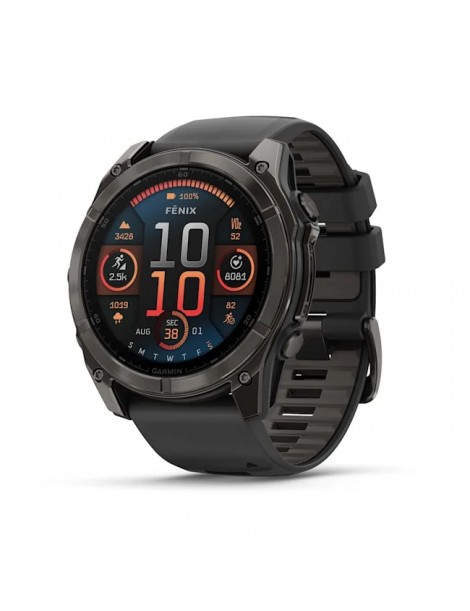 Garmin fenix 8 AMOLED (51 мм) - Sapphire, Карбоново-Сірий DLC Титан, Чорний/Гальковий Сірий Ремінець - Смарт-годинник