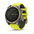 Garmin fenix 8 Solar (47 мм) - Sapphire, Титан з Яскраво Жовтим/Графітовим Сіліконовим Ремінцем - Смарт-годинник