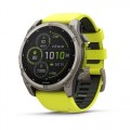 Garmin fenix 8 Solar (51 мм) - Sapphire, Титан з Яскраво Жовтим/Графітовим Сіліконовим Ремінцем - Смарт-годинник