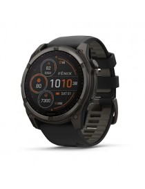 Garmin fenix 8 Solar (51 мм) - Sapphire, Карбоново-Сірий DLC Титан, Чорний/Гальковий сірий ремінець - Смарт-годинник