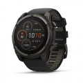 Garmin fenix 8 Solar (51 мм) - Sapphire, Карбоново-Сірий DLC Титан, Чорний/Гальковий сірий ремінець - Смарт-годинник