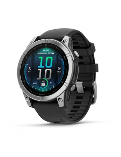 Garmin fenix E AMOLED (47 мм) - Нержавіюча Сталь з Чорним Сіліконовим Ремінцем - Смарт-годинник