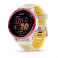Garmin Forerunner 570 - 42mm - Малиновий алюміній з напівпрозорим бежевим/помаранчевим ремінцем