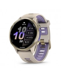 Garmin Forerunner 970 - Титан м'яке золото з французько-сірим корпусом і французько-сірим/напівпрозорим індиговим ремінцем