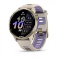Garmin Forerunner 970 - Титан м'яке золото з французько-сірим корпусом і французько-сірим/напівпрозорим індиговим ремінцем